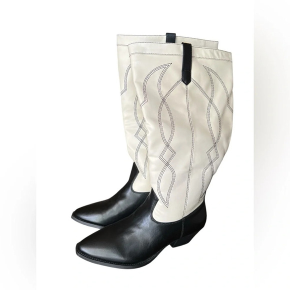 black and white knee high western cowgirl boots - Picture 6 of 9